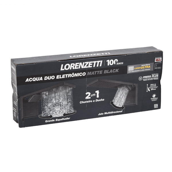 Chuveiro Elétrico Eletrônico 7800w Preto Fosco Quadrado Acqua Duo Ultra