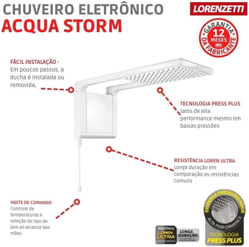 Chuveiro Acqua Storm Ultra 5500W, Branco Bivolt