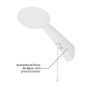 Chuveiro Elétrico Eletrônico 7500w Branco Redondo com Pressurizador Advanced